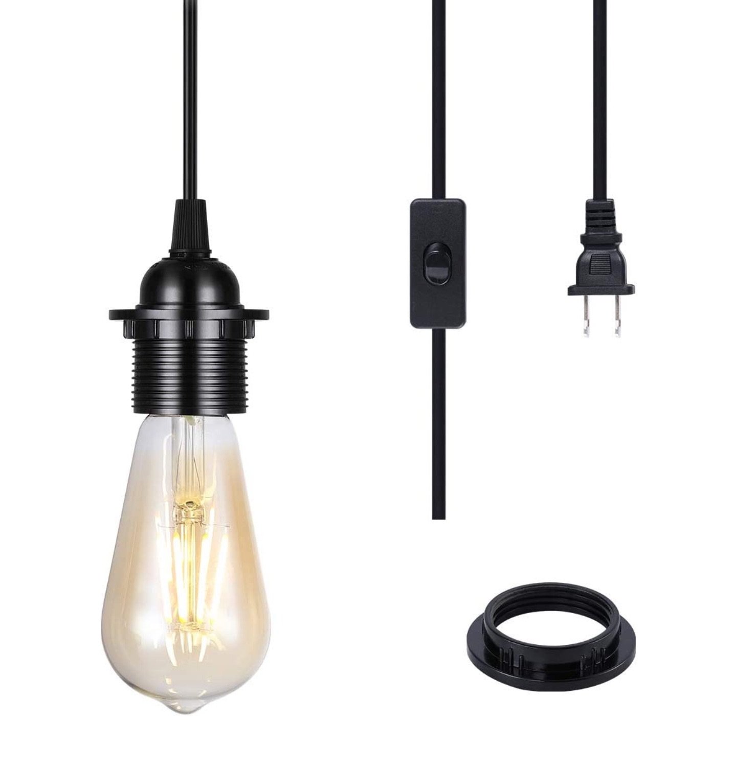Plug in cord pendant light outlet